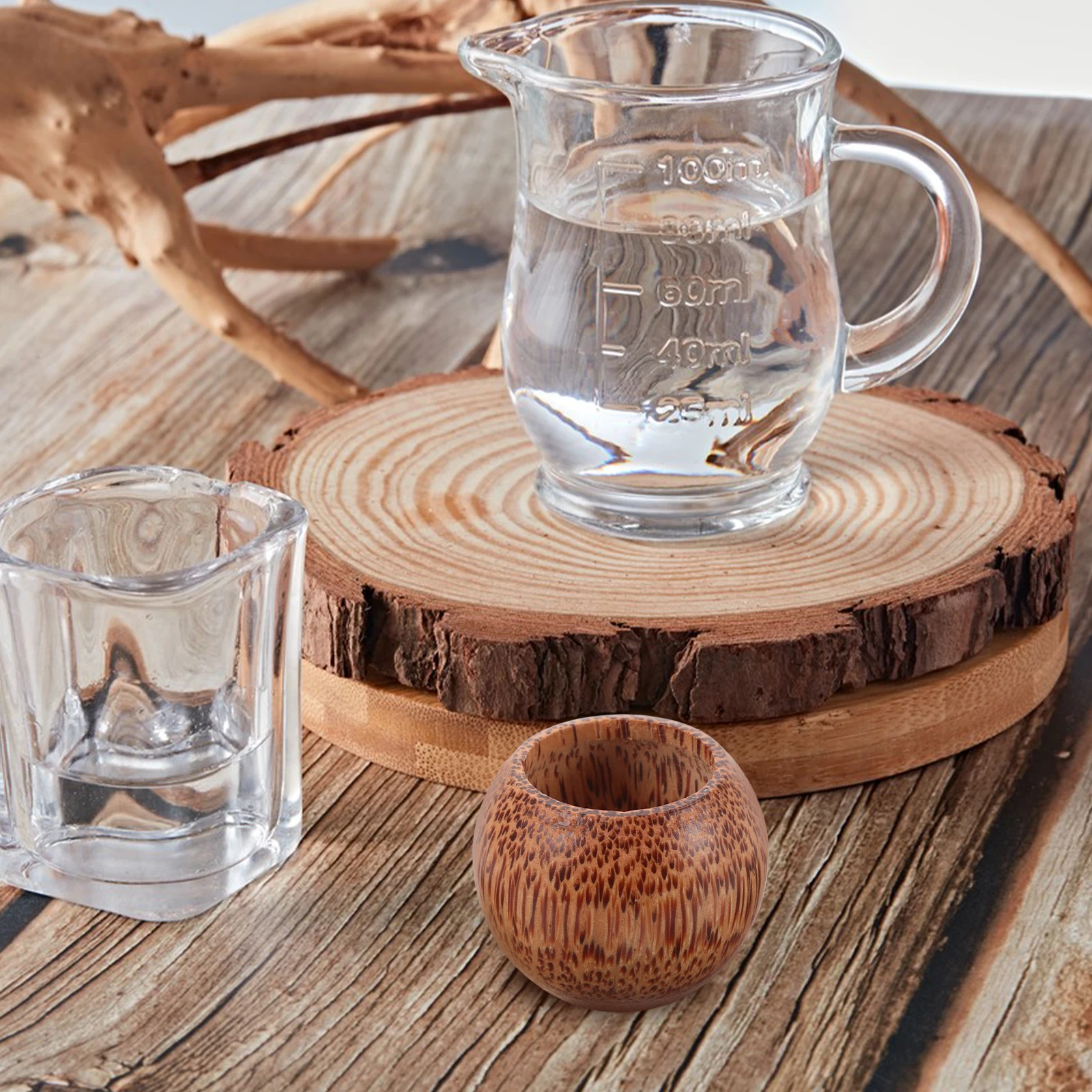 

Wooden Glass Cup Mugs Outdoor Glasses Espresso Cups Decorative Drinking Mini Foldable