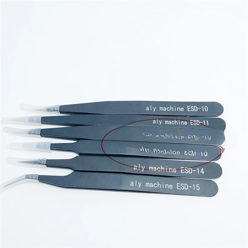 

6-piece anti-static tweezers set for repairing the fuel nozzle of the electronic fuel injector common rail