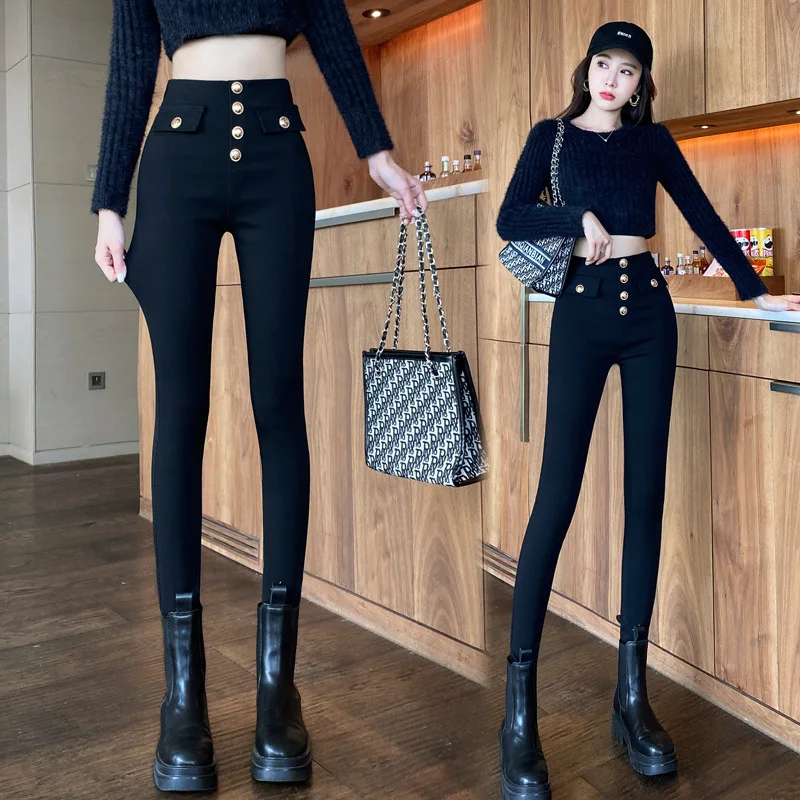 Korean Fashion Casual Pants 2024 Spring Winter High Waist Slim Stretch Foot Pants Streetwear Y2k Women's Clothing