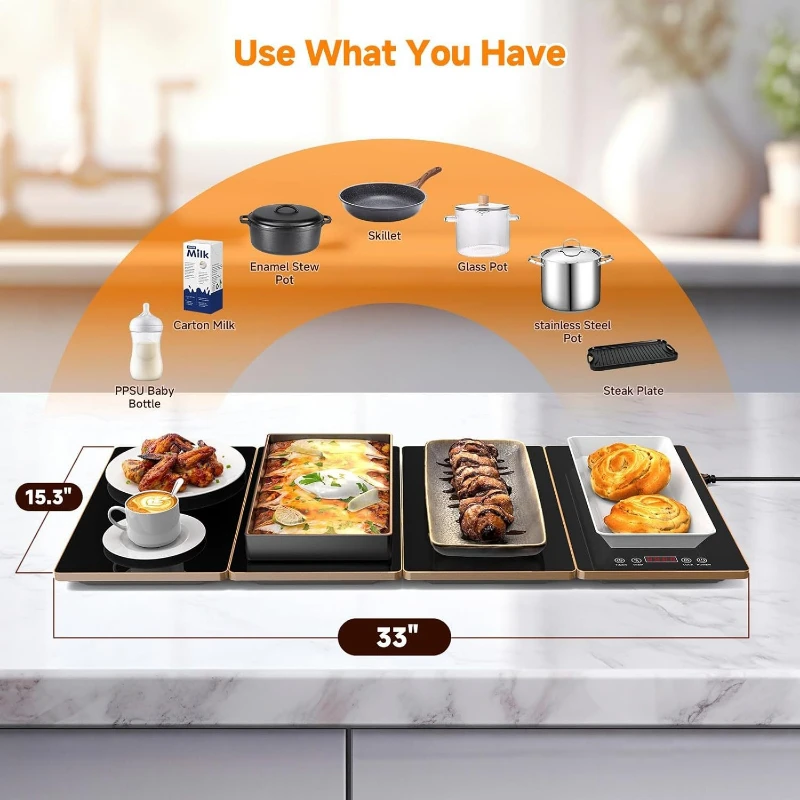 Cross-border splicing electric hot plate hot food heating plate portable hot cutting board constant temperature dining table