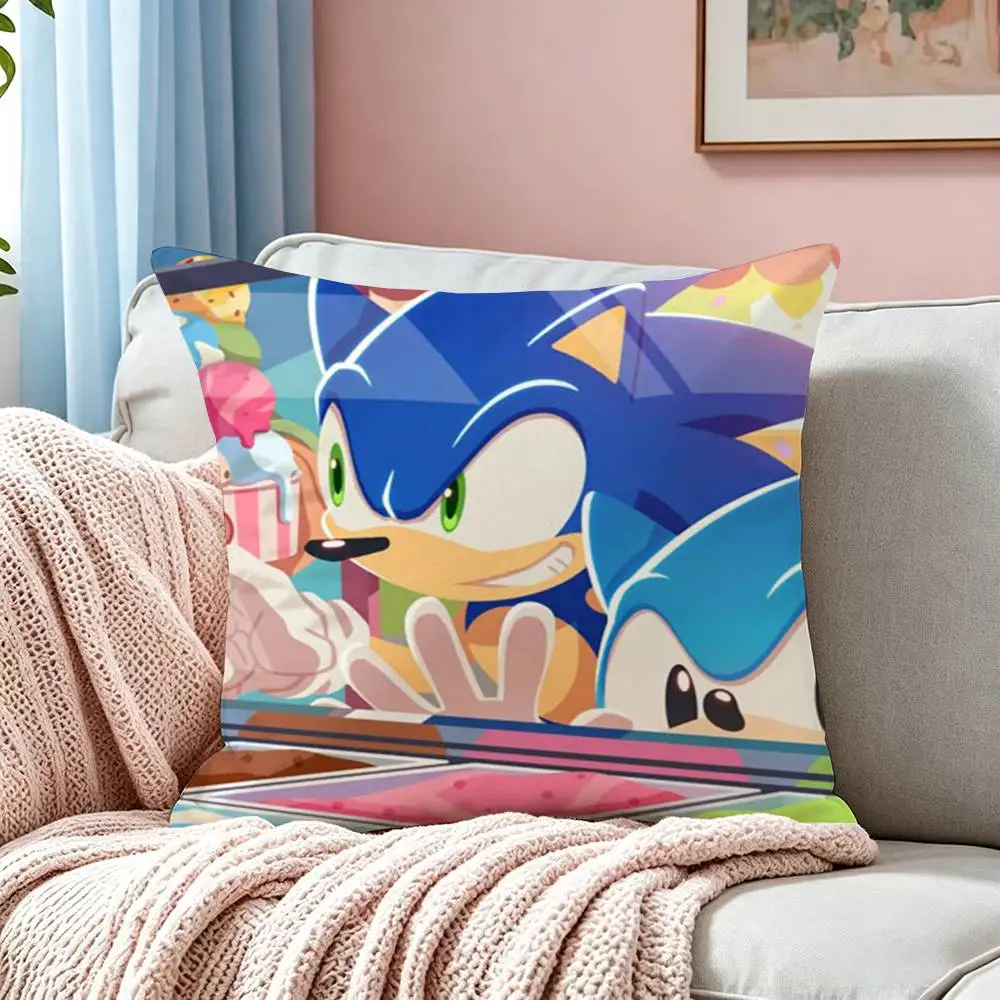 PC Classic Anime S-Sonic Characters  Pillow Case Square Double-Sided Sofa Cushion Cover Bedroom Bedside Pillow - view 6