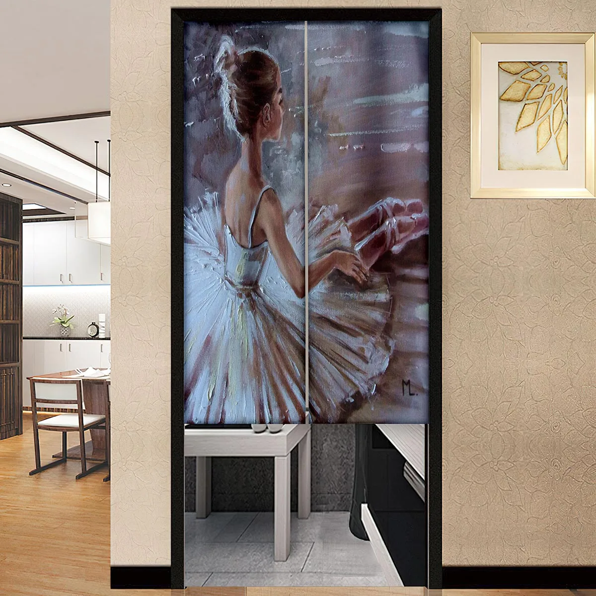 Ballerina Girl Printing Door Curtains Bedroom Kitchen Living Room Partition Home Entrance Restaurant Hanging Half-Curtains Decor