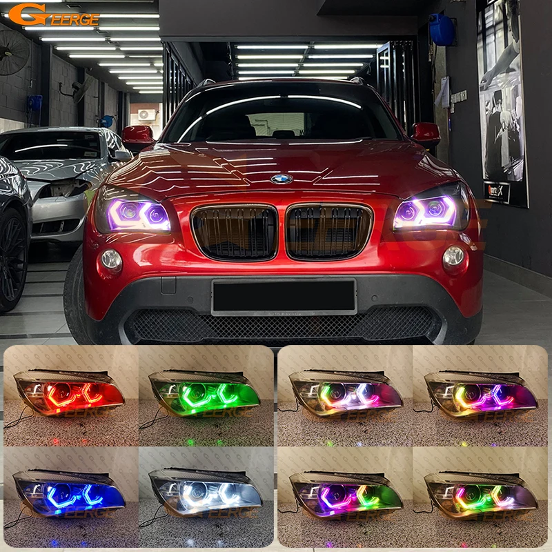 For BMW X1 E84 2009 2010 2011 - 2014 2015 Ultra Bright Concept M4 Iconic Style Dynamic Multi Color RGB LED Angel Eyes Halo Rings