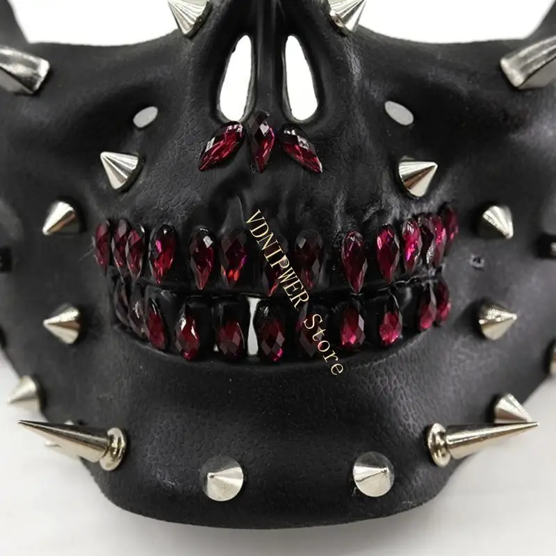 Mascarade rivet masque à demi-visage masque pour hommes adultes femmes mascarades Halloween D08E