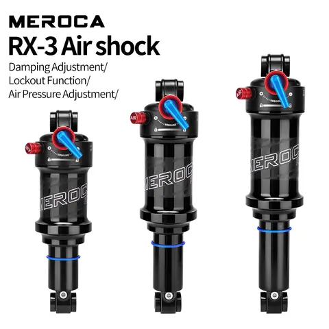 MEROCA RX3 Bicycle Air Shock Absorber 165mm/190mm/210mm With Damping/Air Adjustment/Locking Function MTB Rear Shock Absorption