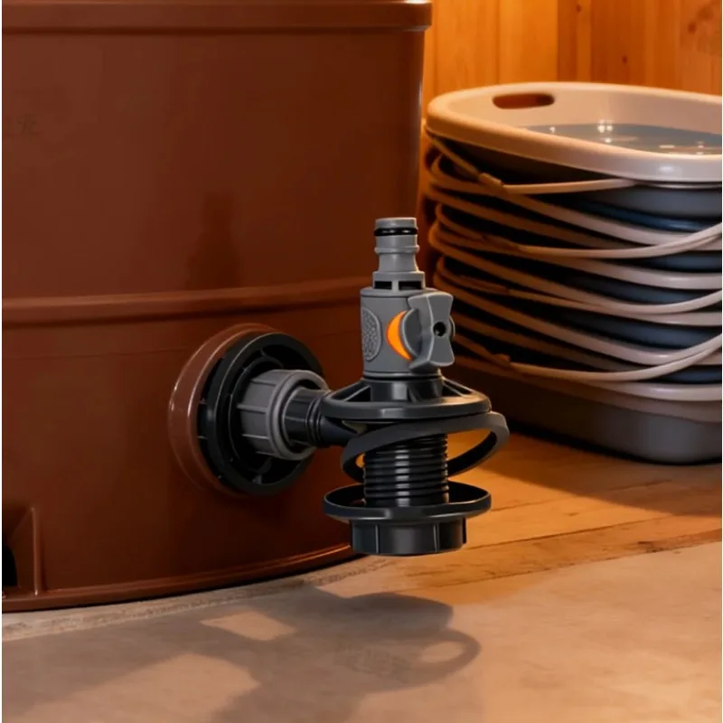 Portable PVC IBC Water Tank Adapter Shut Off Valve Quick Connect Hose Fitting Backyard Rainwater Collection Irrigation Tool