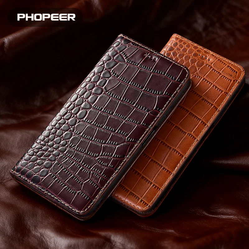 Luxury Genuine Leather Phone Case For Oneplus Ace 6/5/3/2 T V Pro Ultra Racing Crocodile Pattern phone case