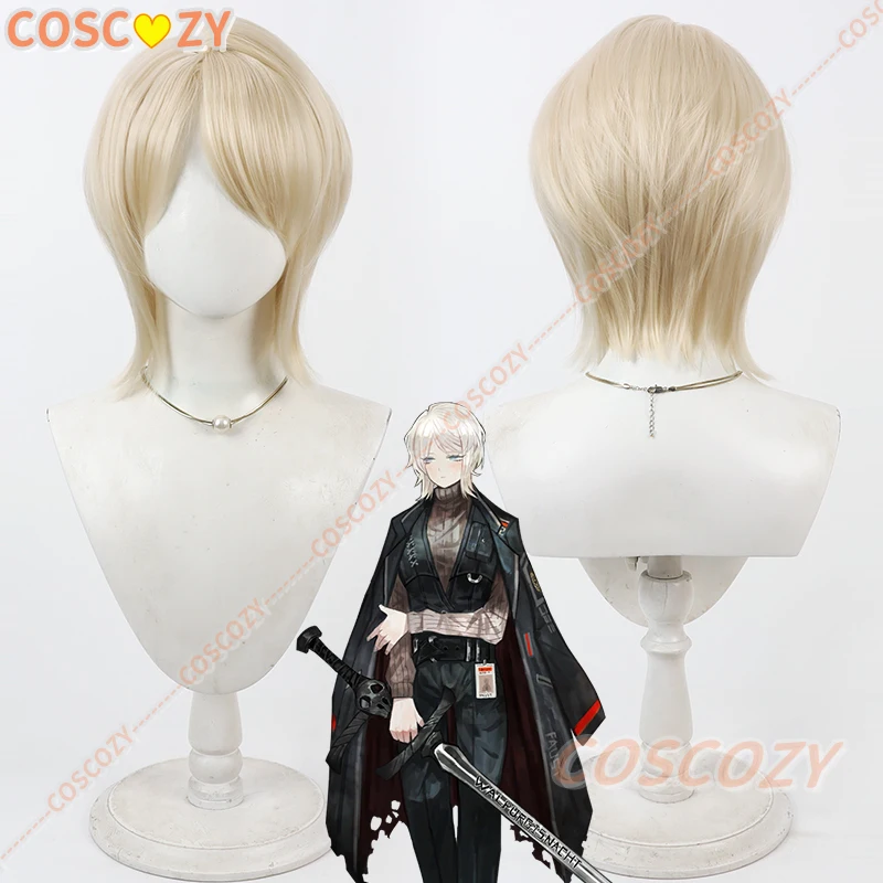 

Faust Косплей Парики Limbus Company Faust Хэллоуин 30 см Короткий прямой светло-русый парик Термостойкие синтетические волосы