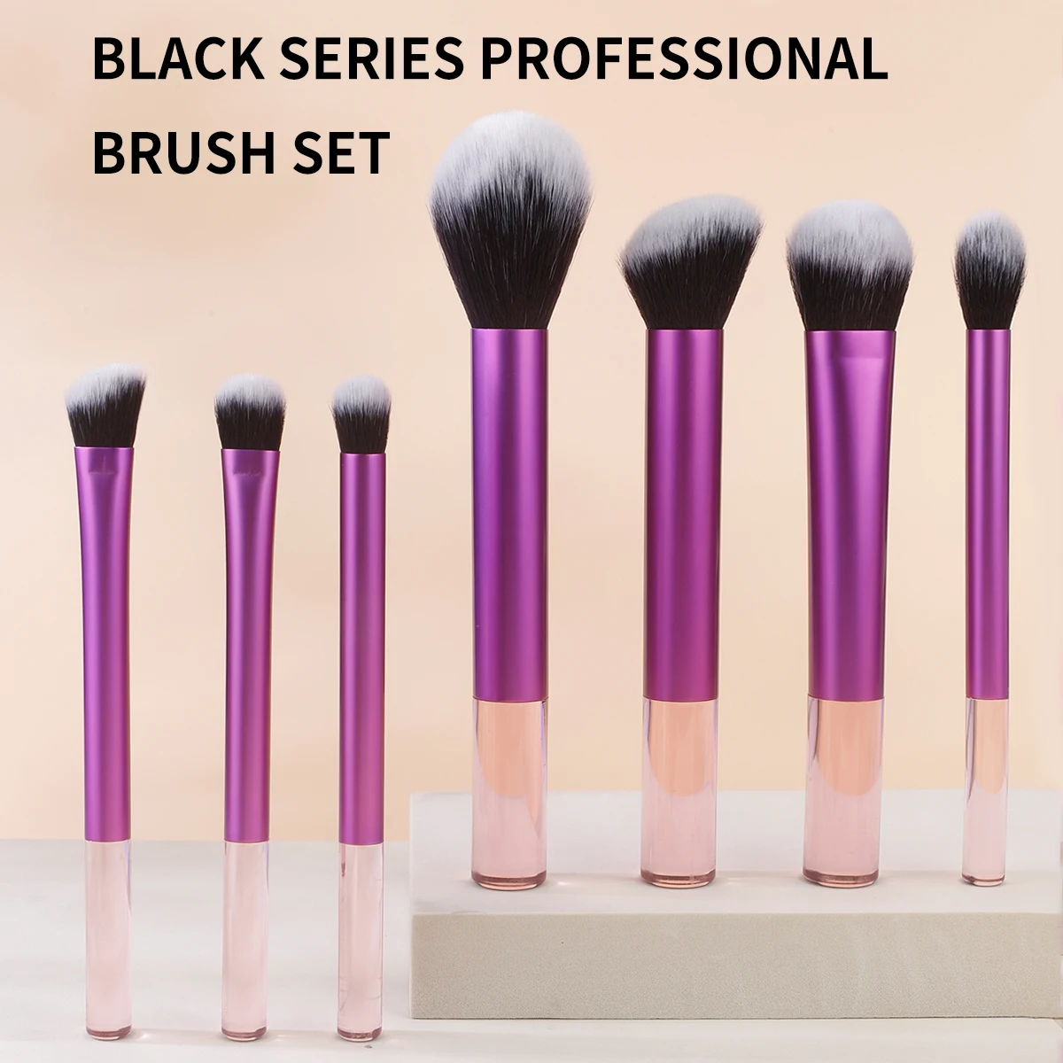 7pcs color makeup brush set Eyeshadow Blush Loose Powder Foundation Concealer Makeup Tools No powder No face Crystal handle