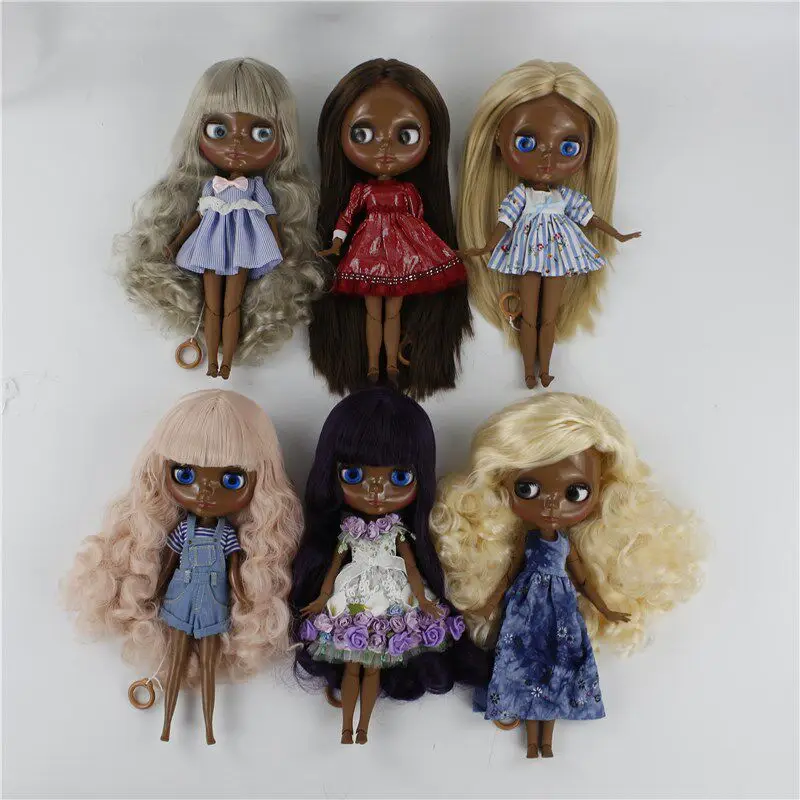 Icy Dbs Blyth Doll Dark Skin 1/6 Bjd Ob24 Joint Body Pink Hair Afro Hair 30cm Nude Cute Doll Model Decoration Anime Girls Gift