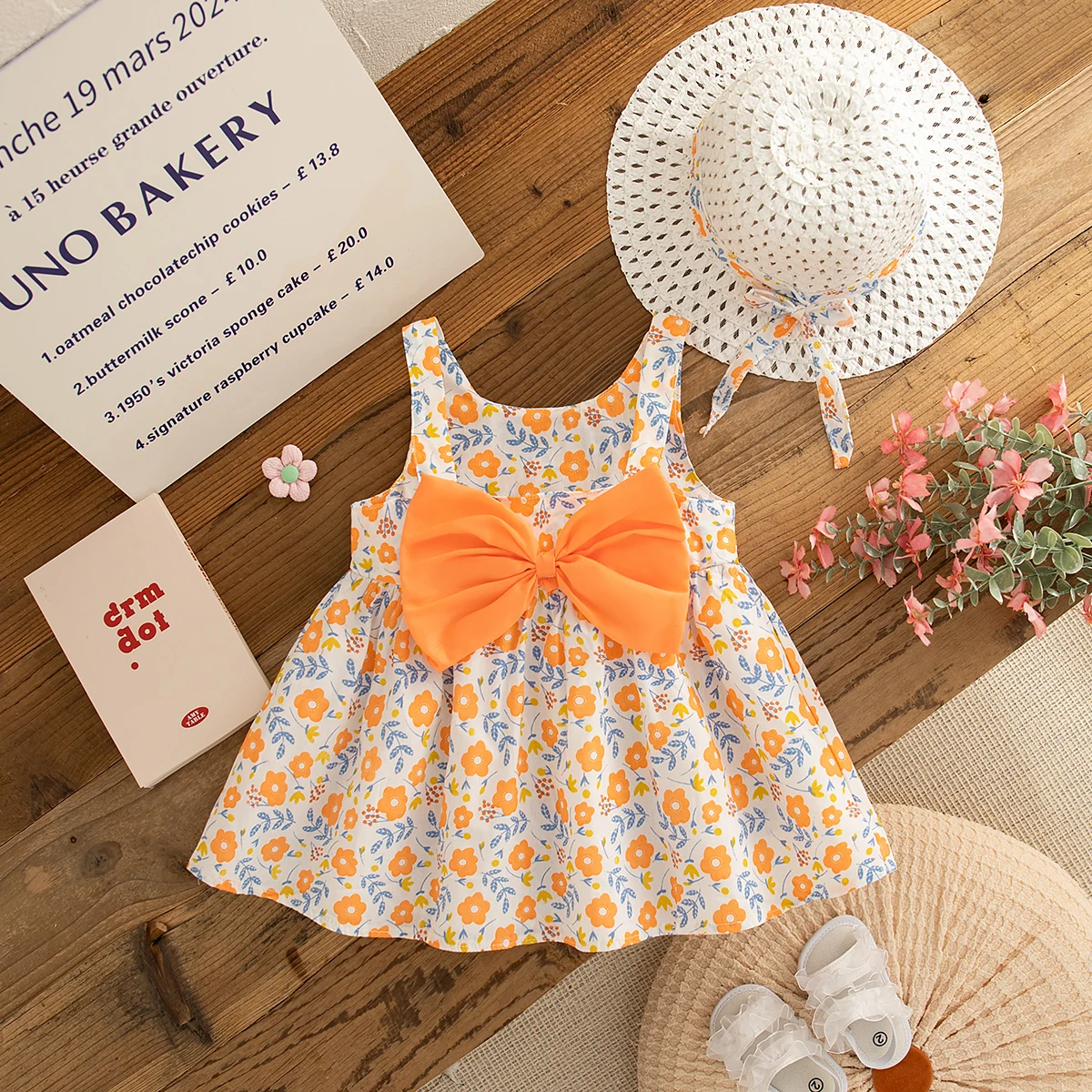 Girls' Dress Summer Flower Bow Strap Baby Girl's Dress Beach Sweet Baby Dress Baby Girl Clothes
