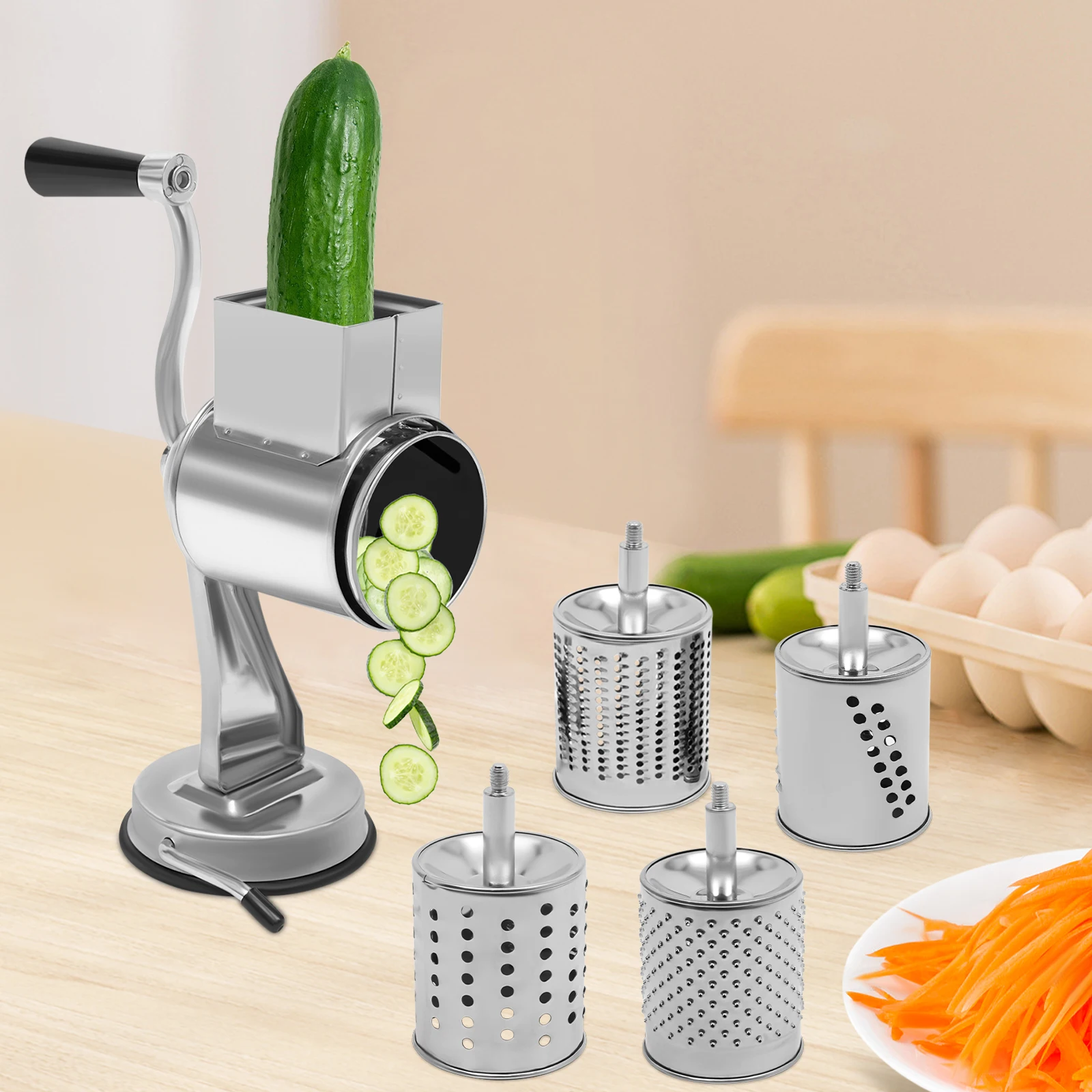 

Rotary Grater W/5 Blades Stainless Steel Manual Grinder Vegetable Slicer Peanut Nuts Grinder Cheese Vegetable Shredder