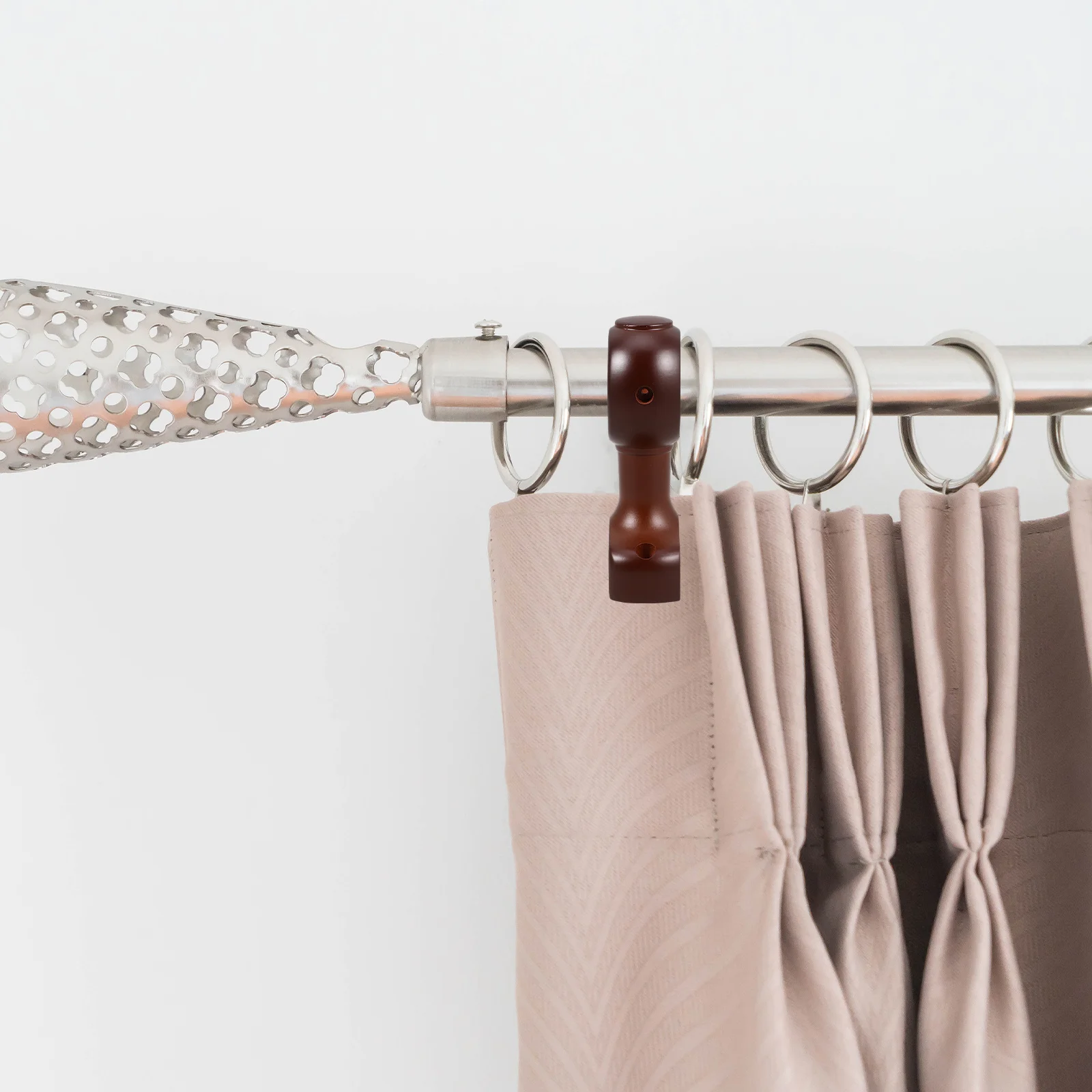 

2Pcs Wood Curtain Rod Holder Wall Mounted Sturdy Support Decorative Head Design for Various Curtain Arrangements Home Decor