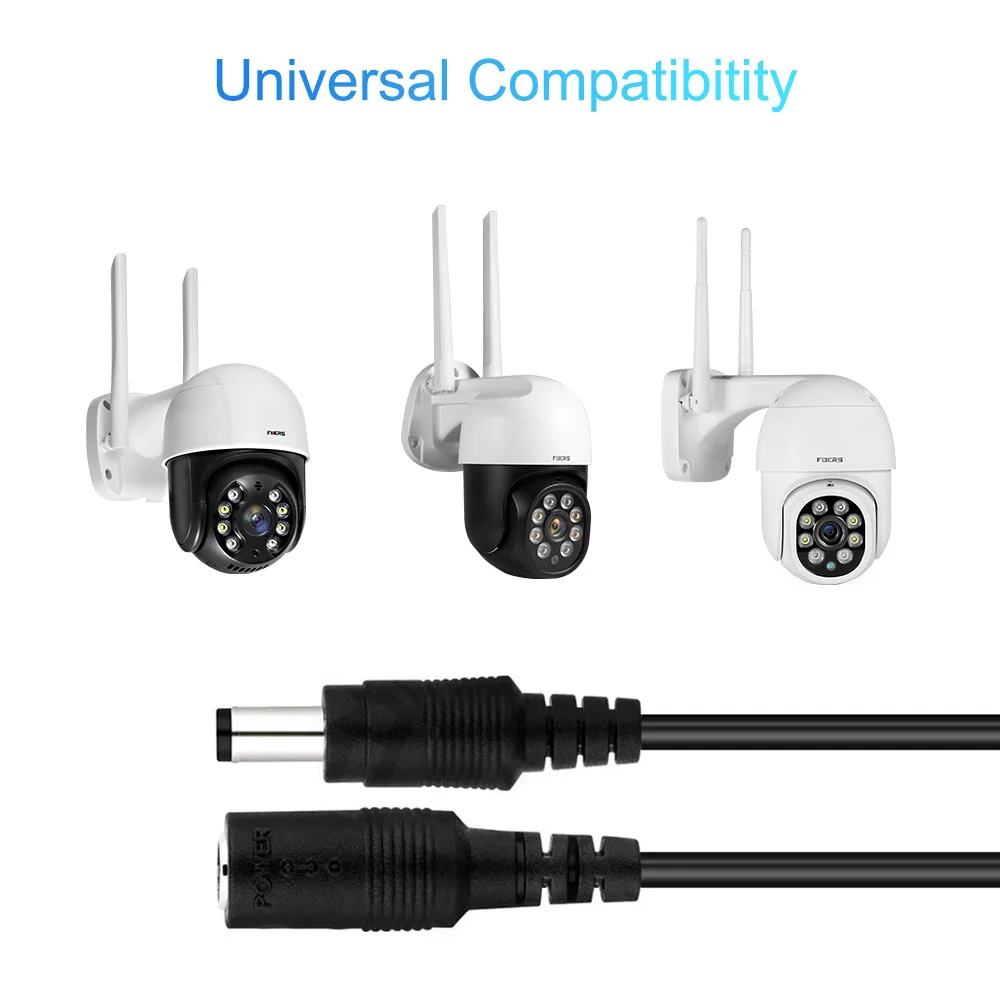 Adaptador de corriente de 12V CC, Cable de extensión de 6m para cámara IP CCTV de seguridad, adaptador de corriente de 5,5x2,1mm, 3 metros/32,8 pies