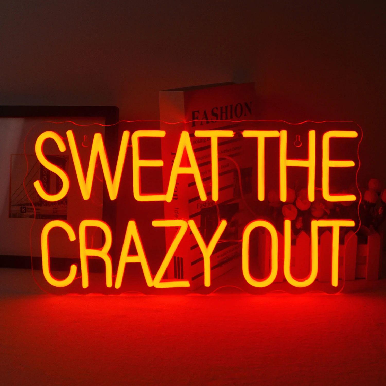 Sweat The Crazy Out Neon Sigh Warm LED Lights Dimmable Wall Art Decorations For Gym Sports Room Fitness Fighting Logo Decor Lamp