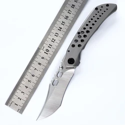 JEABROTHER Folding Knife 14C28N Steel Titanium Alloy Handle Camping Survival Knife EDC Outdoor Tool