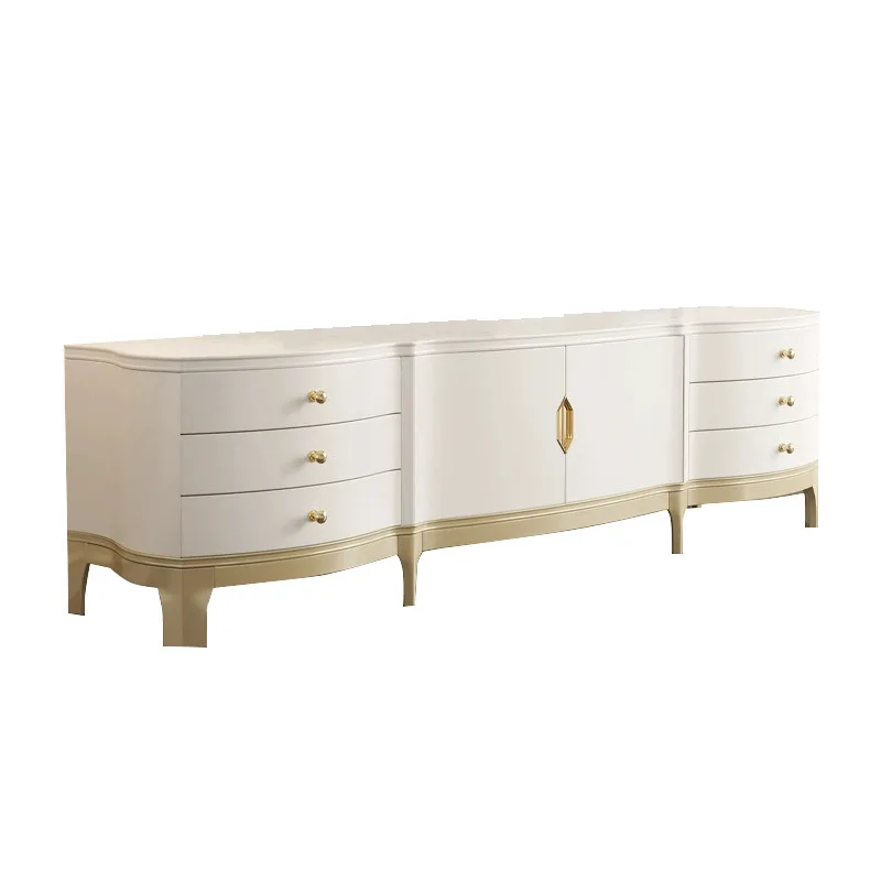 

American style, light luxury, solid wood oval, coffee table and tea table, large capacity, two pumps