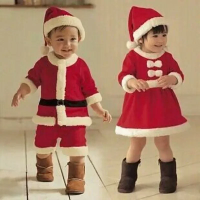 

Xmas Cosplay Red Full Set New Year Costume Boys Girls Cute Role Play Outfit School Stage Performance Christmas Clothes Children