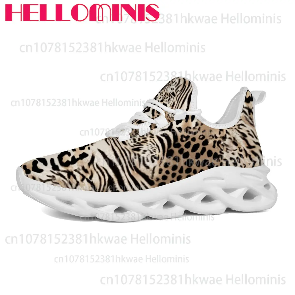 Mixed Zebra Leopard Print Unisex Adult Blade Sneakers Hollow Wave Sole Breathable Mesh Street Casual Walking Footwear