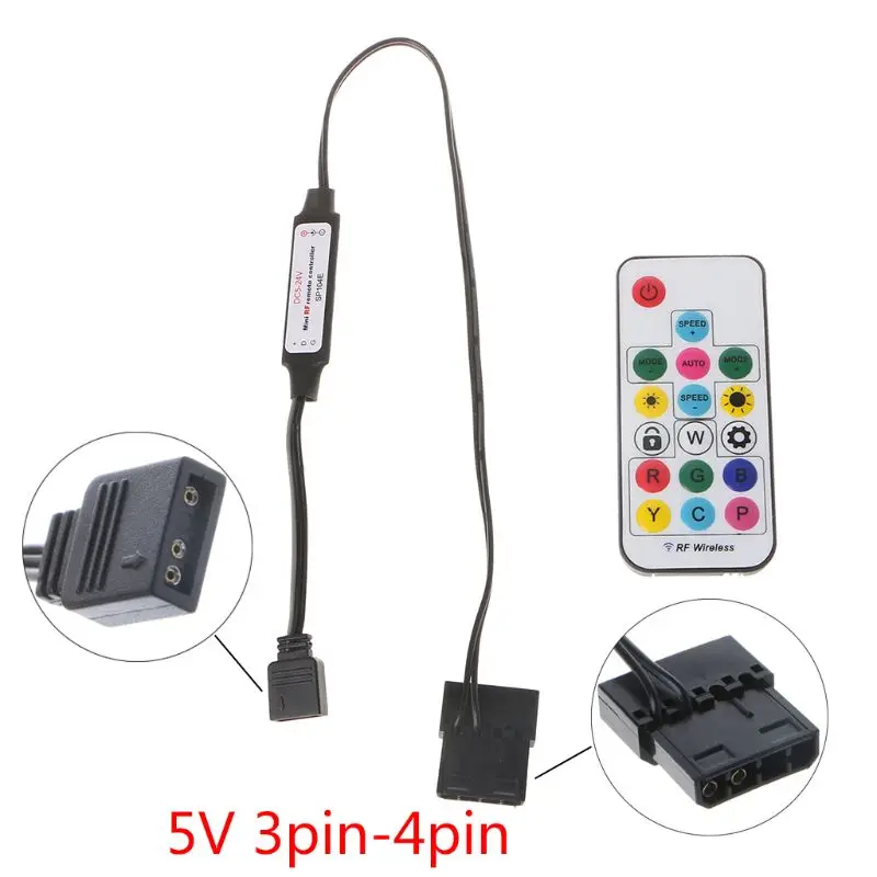 2024 New RGB Controller RF Wireless Remote Control for Case LED Light 3Pin 5V/4Pin 12V