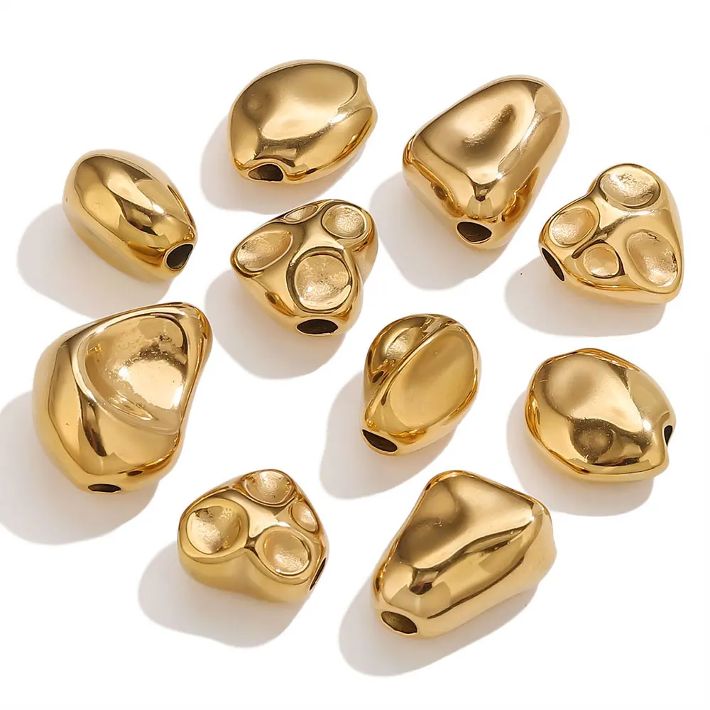5pcs Stainless Steel Irregular Heart-shaped Baroque Style Charms Beads Suitable for Jewelry Making DIY Women Bracelets Necklaces image 2