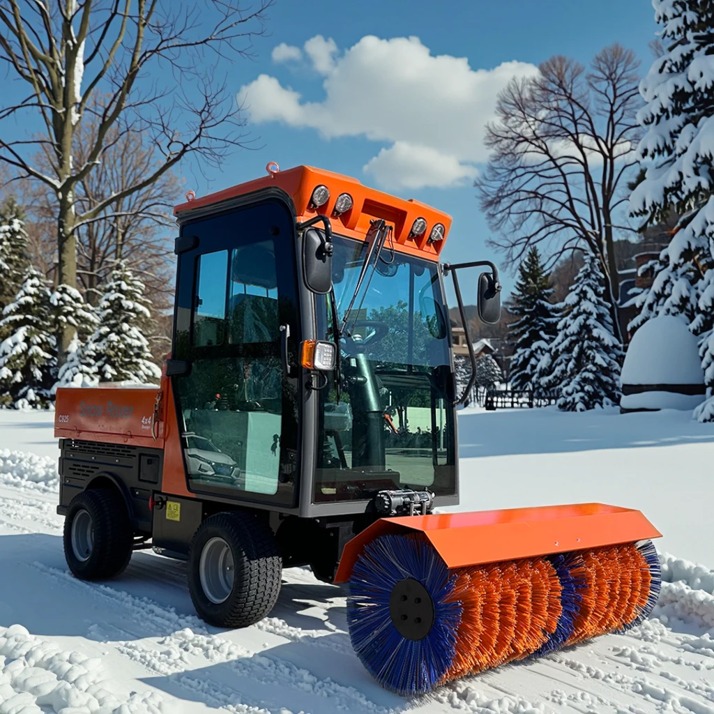 Voer Self Propelled Petrol 4WD Snow Blower Industrial Road Sweeper Snow Brush Airport Small Household Sweeper Brushes