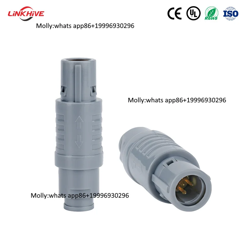 

High Quality IP50 Push-pull Self-locking Medical Plastic Connector Brass Gold Plated Contact Solder Termination TAG 2P Connector