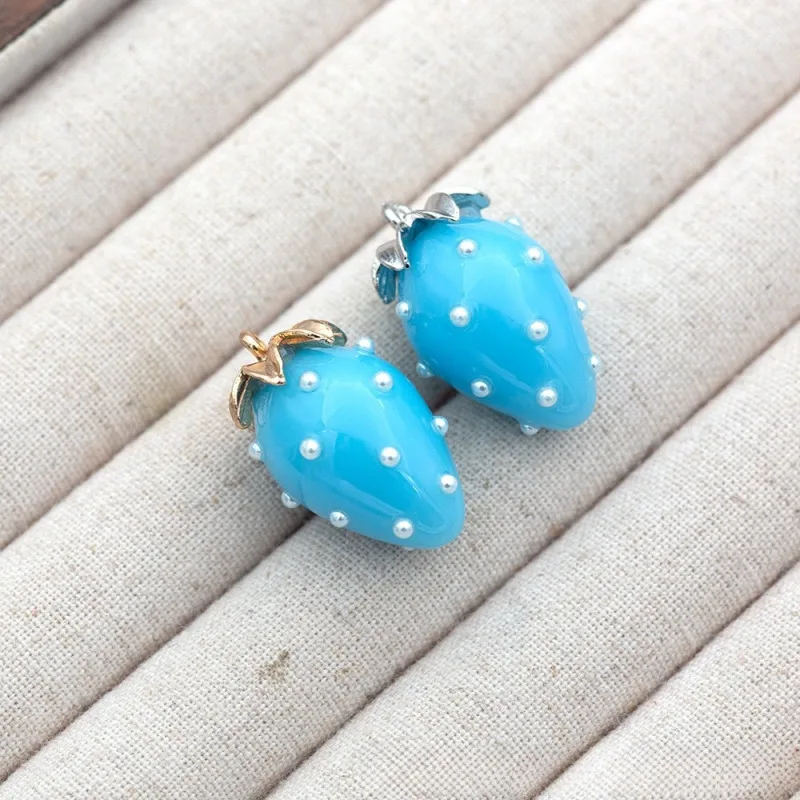 High-quality mini Japanese style sweet and cute resin strawberry pendant necklace bracelet earring material accessories - view 2