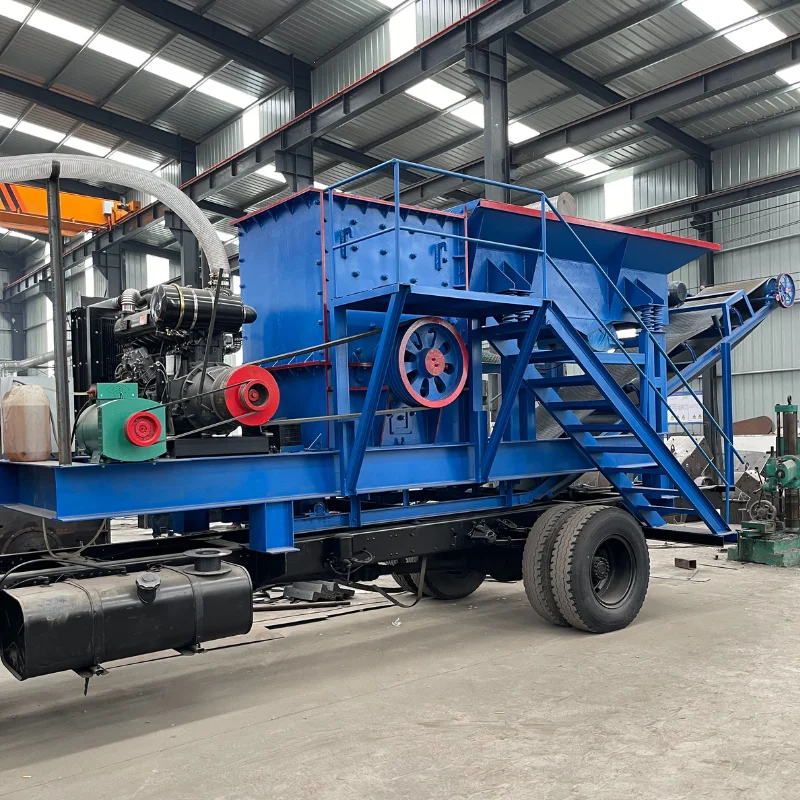 Mini Mobile Hammer Crusher For Limestone And Granite, 800*800 Box, Single-Pass Crushing, Maximum Capacity 40 T/H, Easy Pump