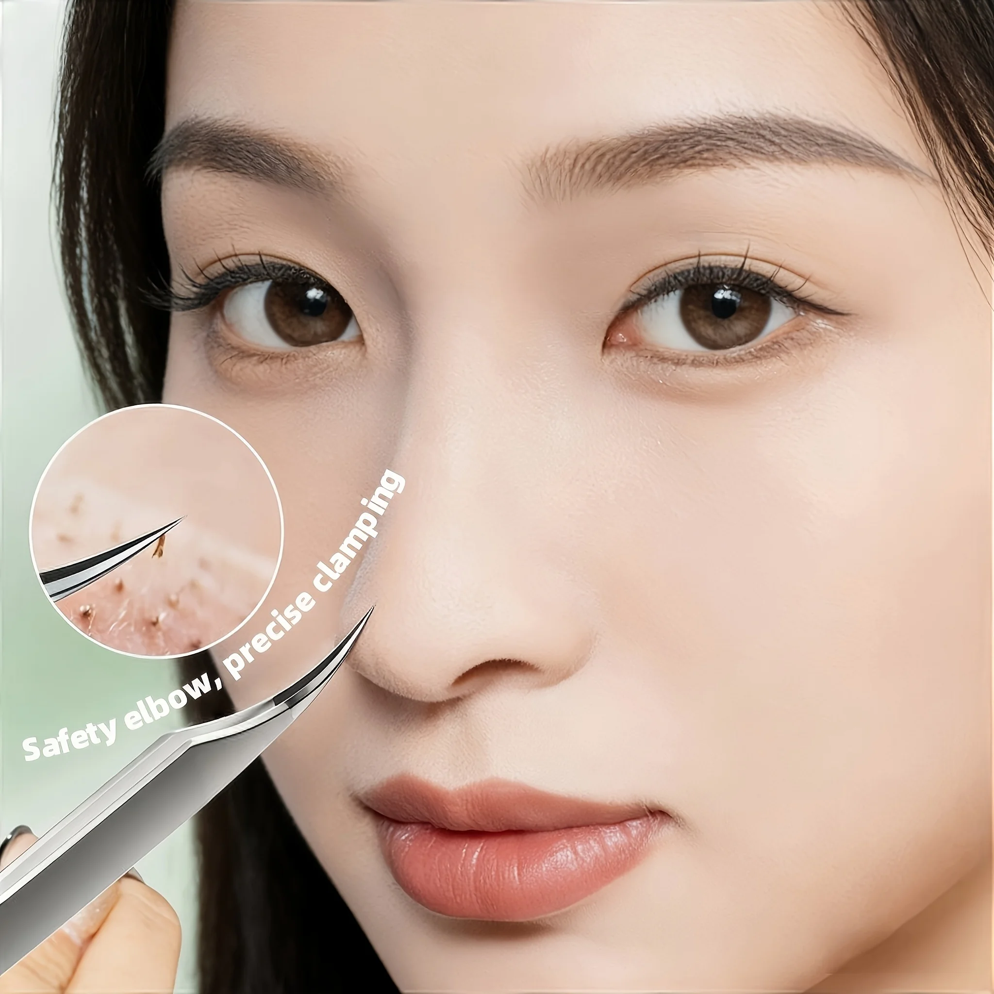 Byimy 2PCS Curved Precision Tweezers Stainless Steel Blackhead Remover Facial Hair Plucking Beauty Tool
