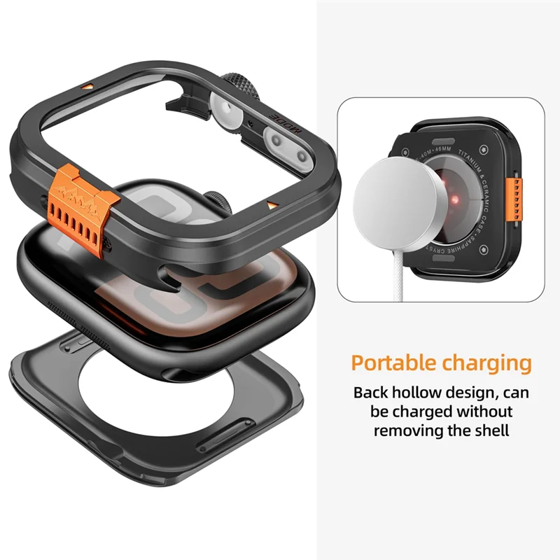 AA87 ممتص الصدمات الأسود مع غطاء خلفي معدني لسلسلة الساعات 10، 46 ملم #3