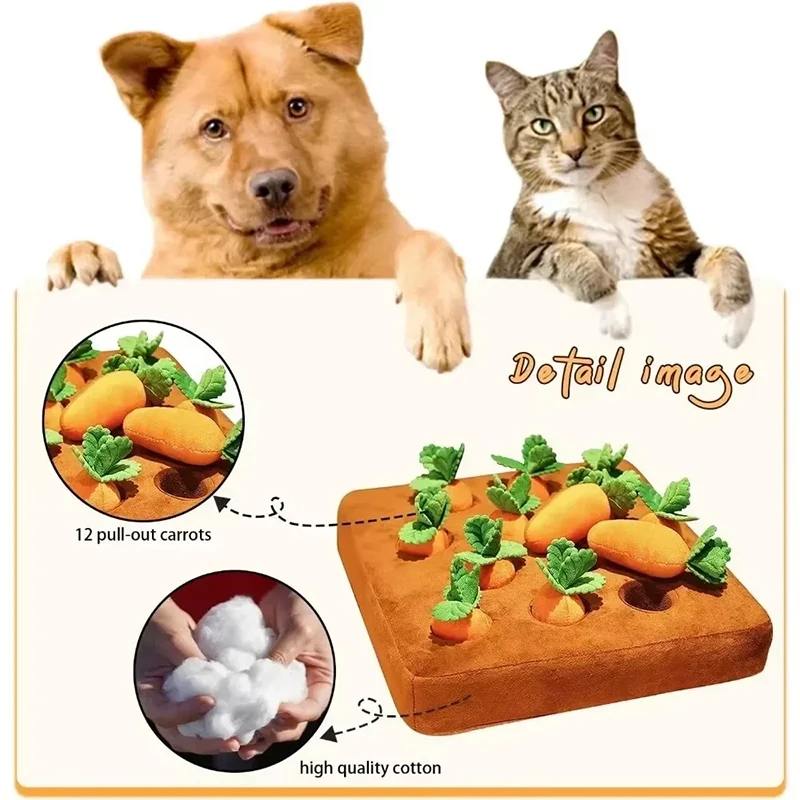Tapis de Sniffage pour Chiens – Jouet Interactif d'Enrichissement, Jouet Amusant, Puzzle Carotte pour Animaux, Tapis d'Activité pour Chiens Contre l'Ennui et la Recherche de Repas