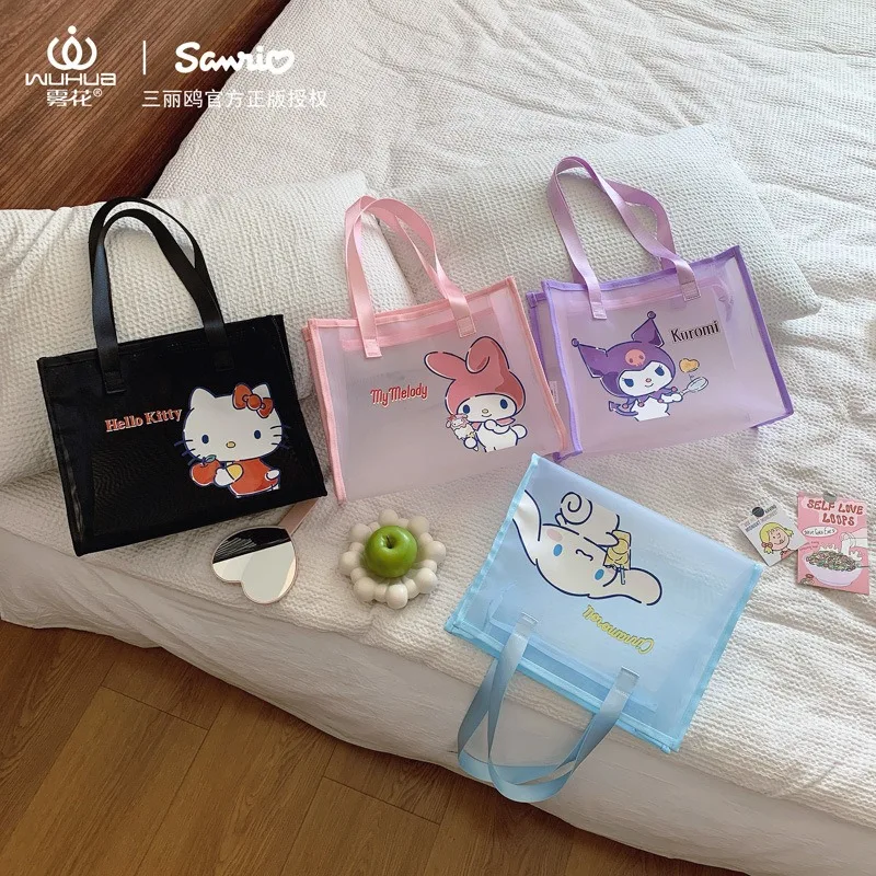 Hello Kitty Cosmetic Bag Melody Purses and Handbags for Women Sanrio Hand Wash Pouches Kuromi Tote Case Kawaii Mummy Boxes