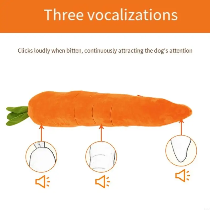  Large Carrot/Banana Dog Plush Chew Toy Dog Squeaky Doll with Teething Texture