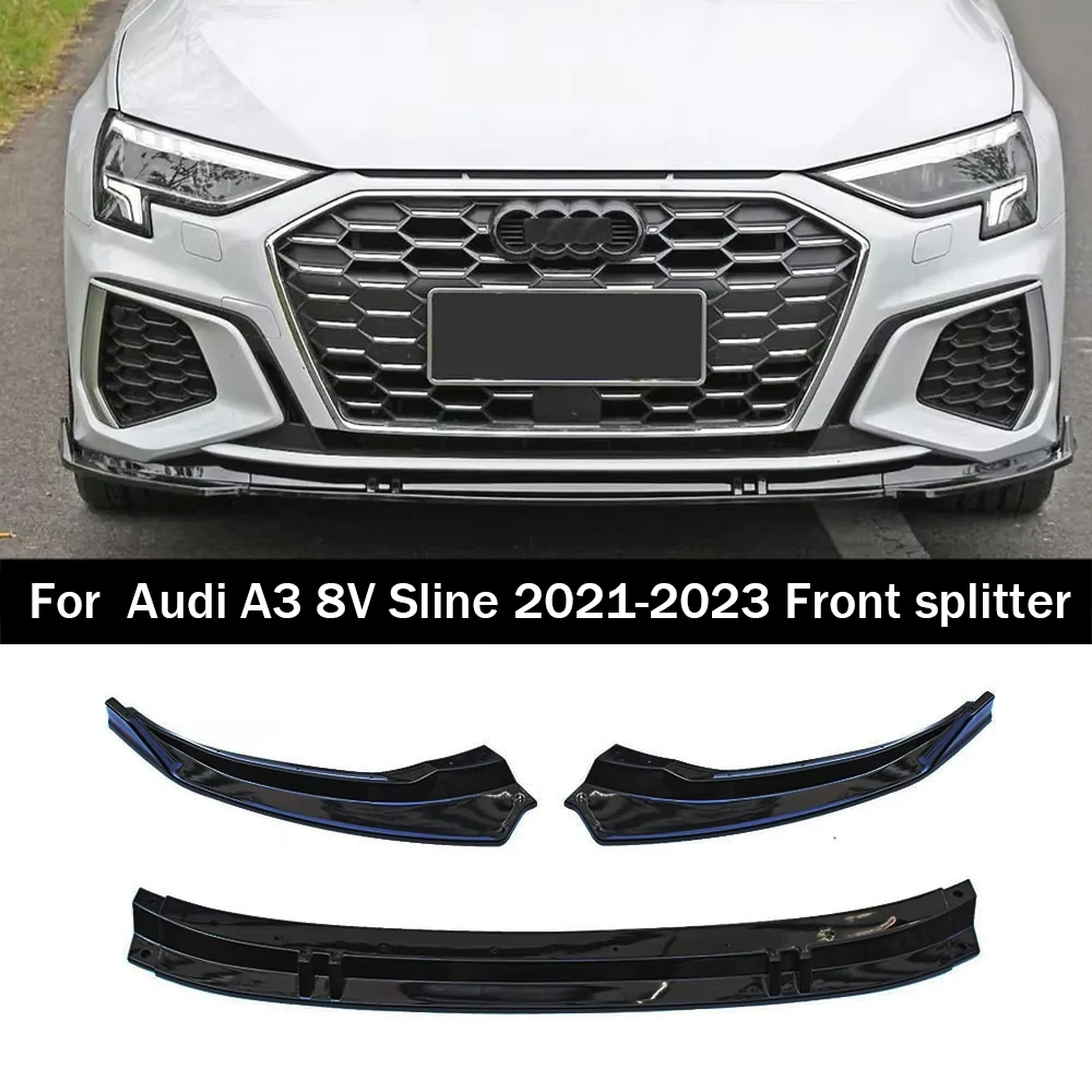 

For Audi A3 8Y S3 S-Line 2020 2021 2022 2023 2024 Front Bumper Splitter Lip Spoiler Diffuser Guard Body Cover Tuning