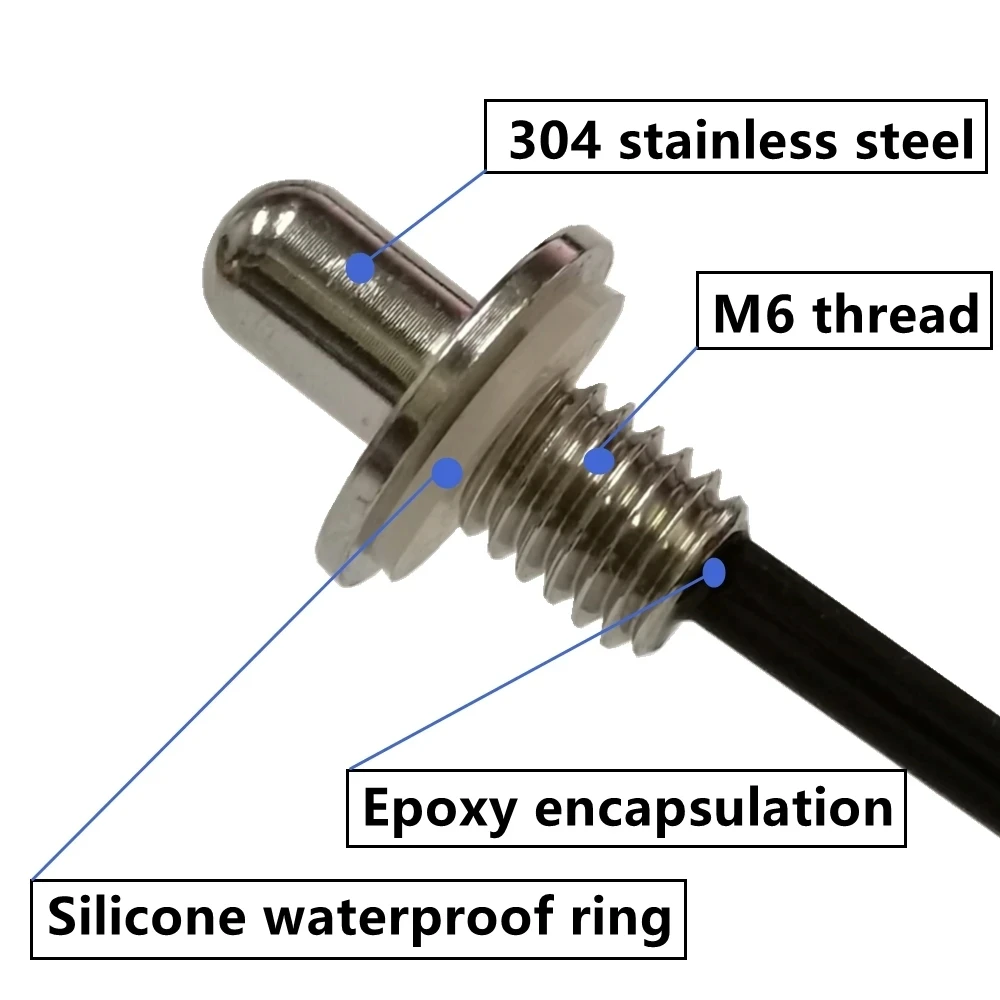 TZW M6 czujnik temperatury gwintu sonda ze stali nierdzewnej 304 10K 50K 100K B3950 termistor NTC L50CM