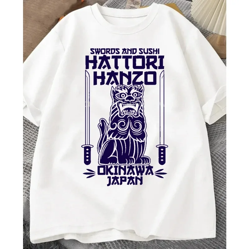 Hattori Hanzo Red Sword Sushi Kill Bill Okinawa Japan Tarantino Round Neck Cotton Short Sleeve Loose Fashion Street Wear