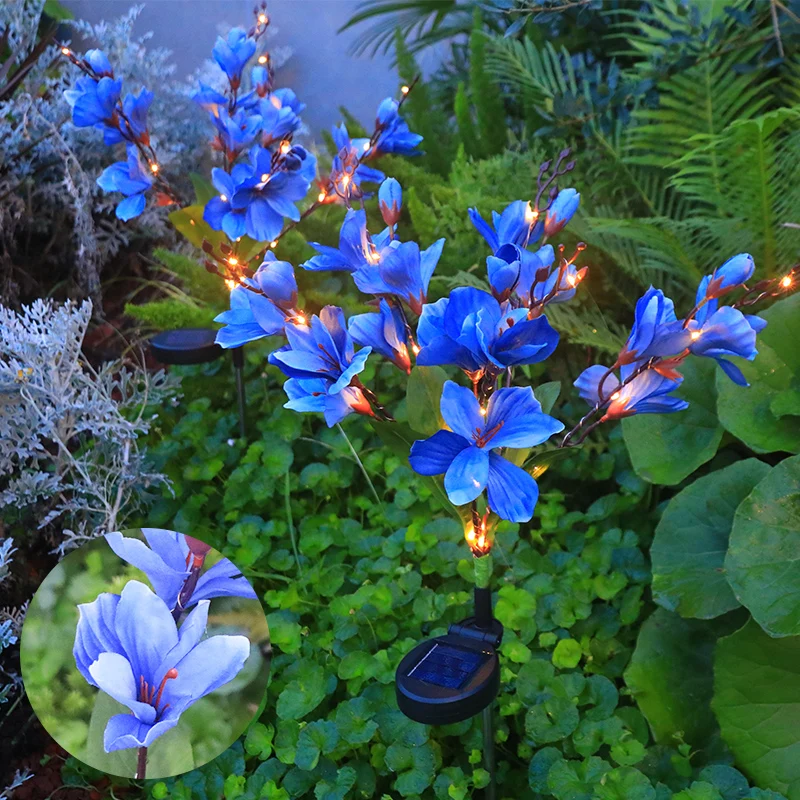 

Solar Powered LED Garden Magnolia Lights Path Lights Stakes Outdoor Waterproof Garden Decorative Flower Light Solar Garden Decor