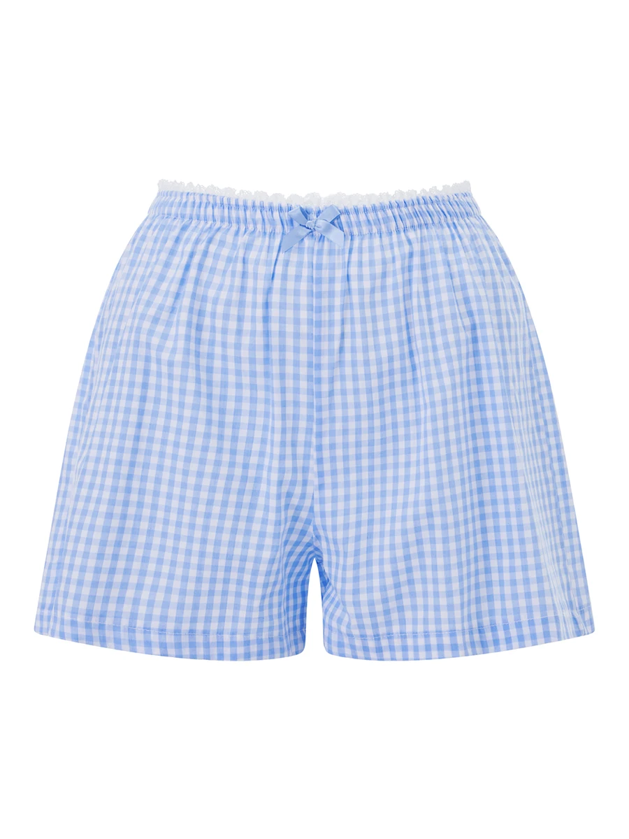

Women’s Wide Leg Shorts Casual Low Waist Plaid Print Loose Shorts Going Out Trousers Streetwear