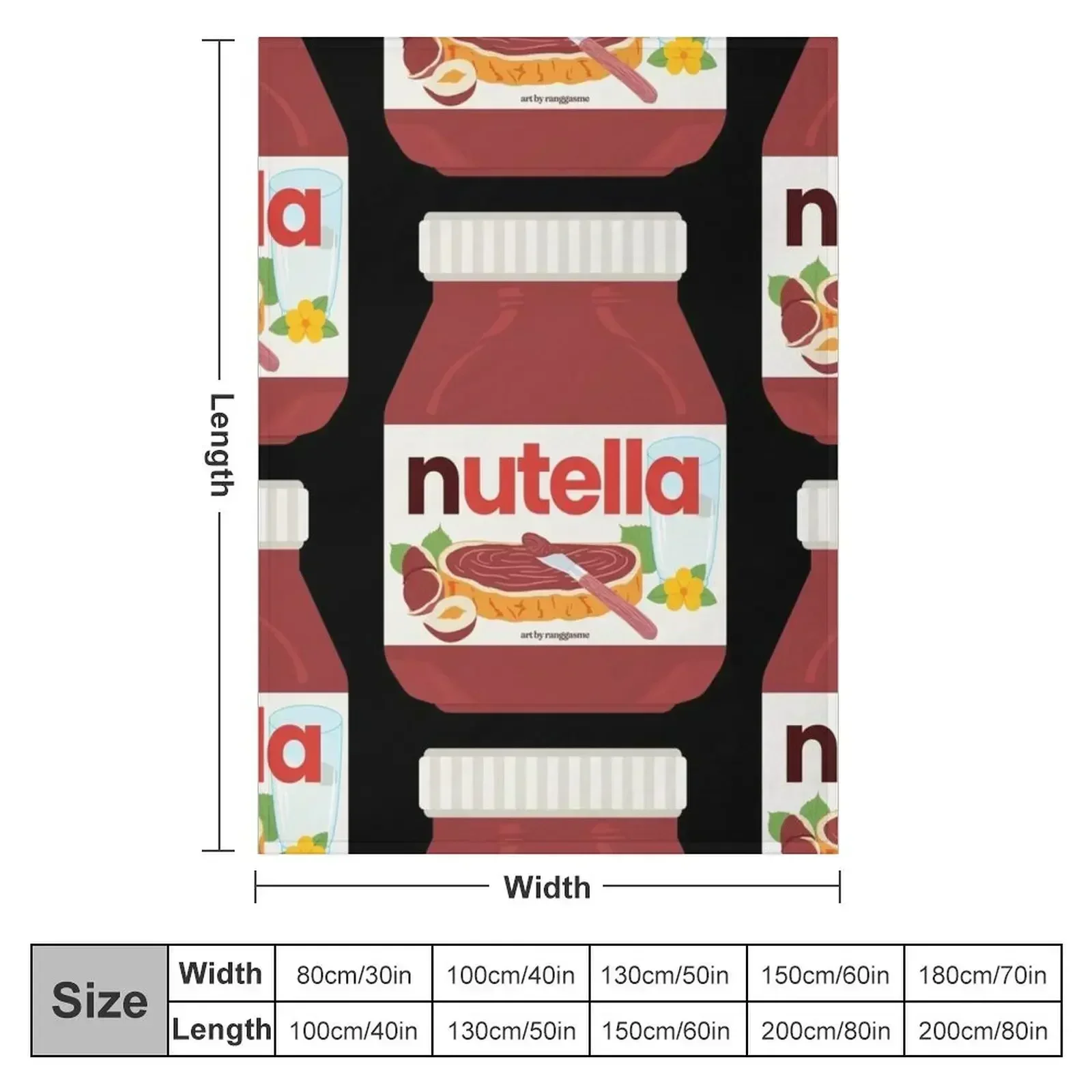 Nutella - Jar Chocolate Hezelnut Cocoa Spread Throw Blanket Polar Sofa Quilt Furrys Camping Kid'S heavy to sleep Blankets
