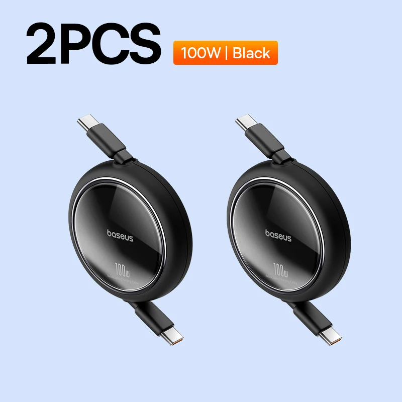 Baseus 2/5PCS einziehbares 100W USB C-Kabel für iPhone 16 15 ProMax Schnellladekabel für MacBook iPad Typ C für Xiaomi Samsung