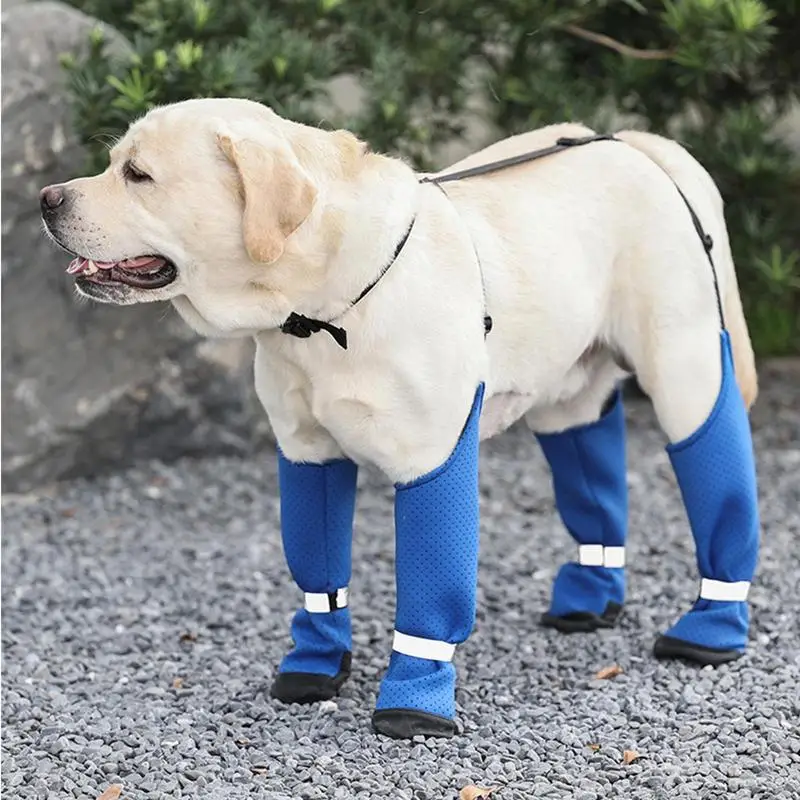 Suspender Dog Boots Waterproof Dog Paw Boot Leggings Adjustable Anti-Slip Dog Booties Dog Snow Pants For Outdoor Walking Running