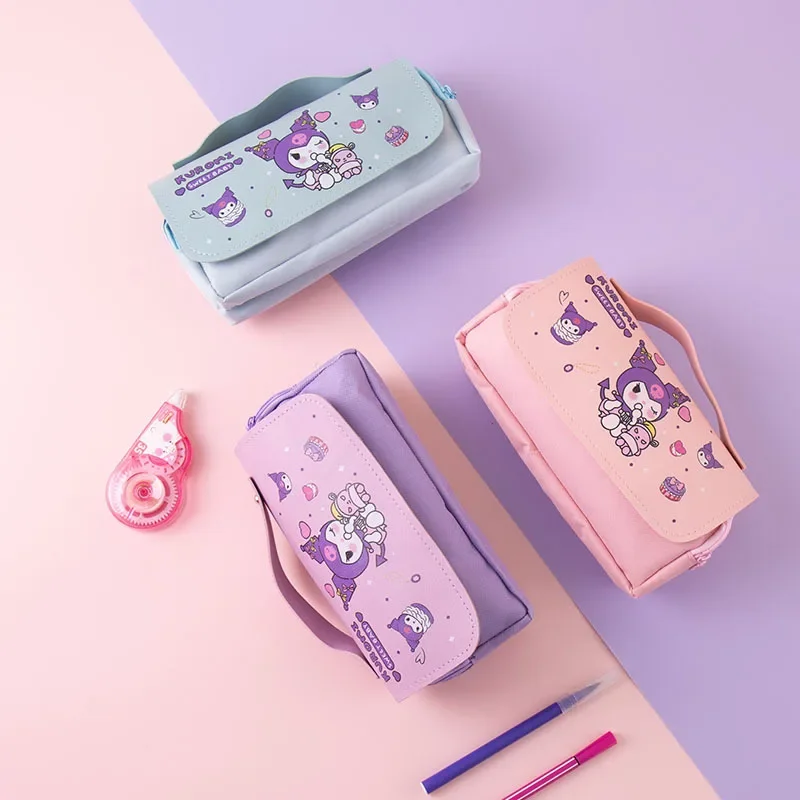 

Sweet Anime Kawaii MINISO Hello Kitty Kuromi Fashion Children Pencil Case Cute Pochacco Large Capacity Stationery Pen Bag Toys