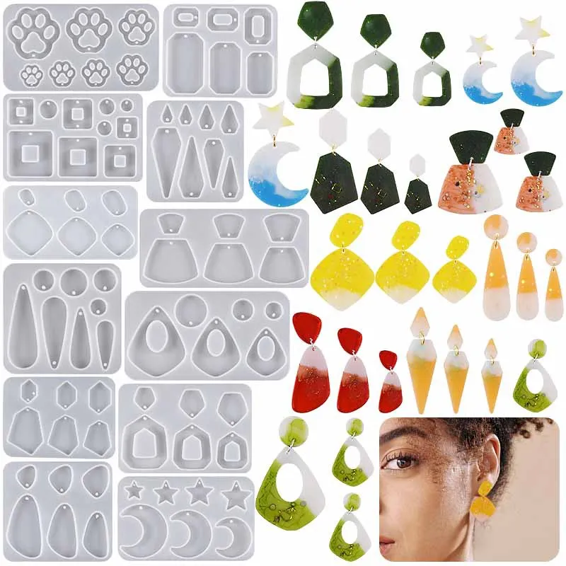 Irregular Earrings Pendant Silicone Mold Necklace Keychain Pendant UV Epoxy Resin Mold Resin Casting Mold Jewelry Making Tools