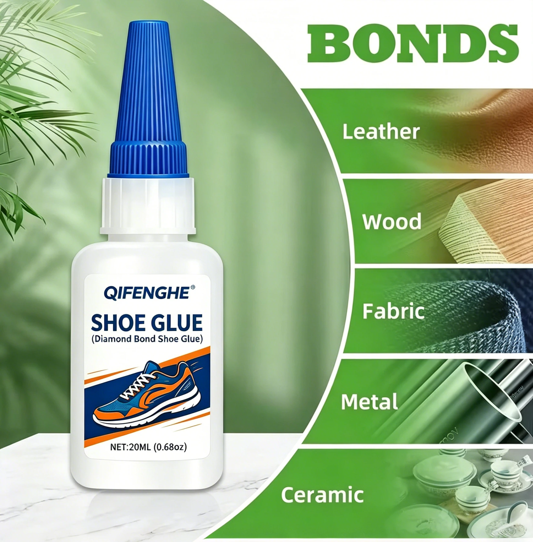 QIFENGHE Diamond Bond Shoe Glue 20ML Strong Flexible Shoe Repair Adhesive For Sneaker Sole Leather Canvas Rubber Shoe Decor Fixi