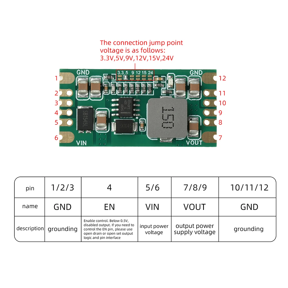 TPS5450 DC-DC Step Down Module 5.5-36V to 5V 5A 95% Low Ripple Buck Converter Overcurrent Thermal Protection DIY Industrial Use