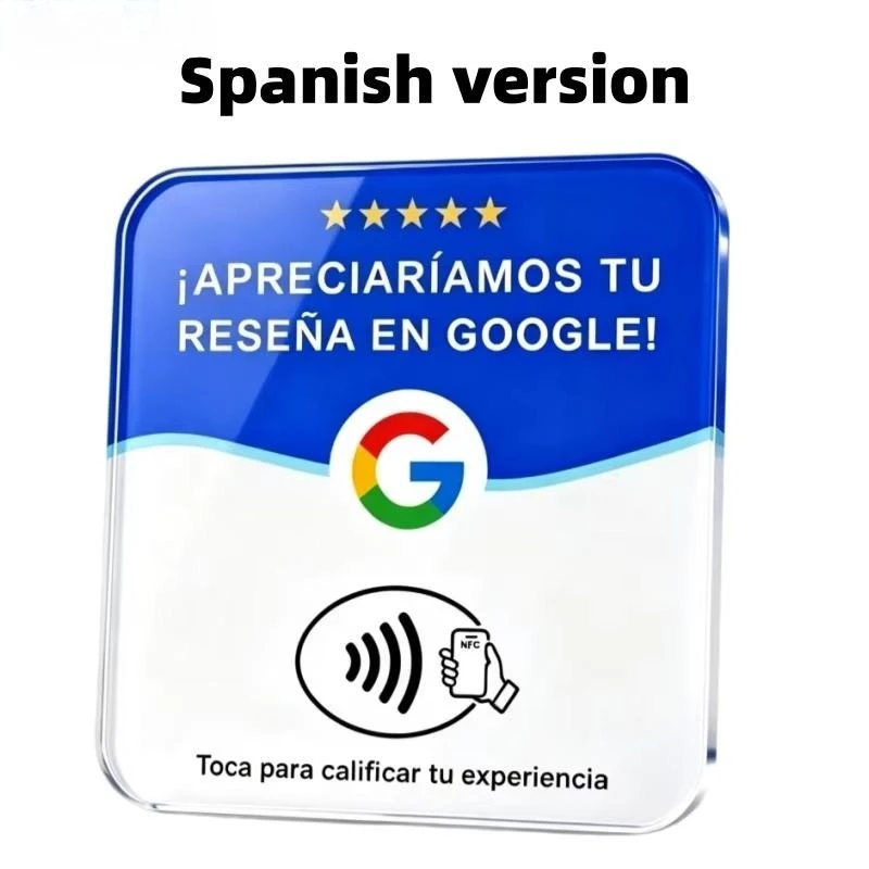 Acrylic Google Review NFC Card Stand NFC 215 13.56MHz Programmable Table Display with Custom QR Code