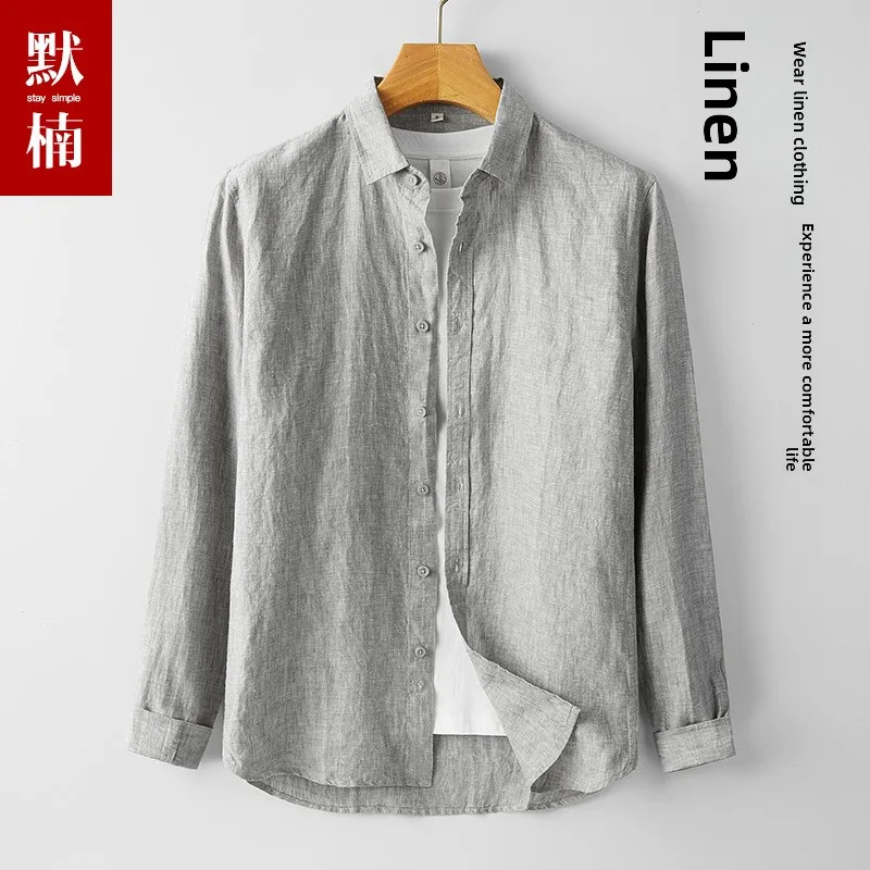 

Summer Men's Loose Fit Linen irt Thin Long Sve White Casual irt Simple Top Comfortable Breathable Sun Protection