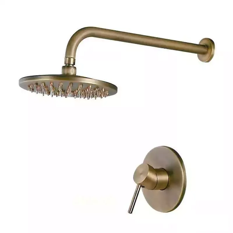 Retro Antique Brass Rainfall showers Simple Design Plumbing Shower Set Single Handle Shower Faucet