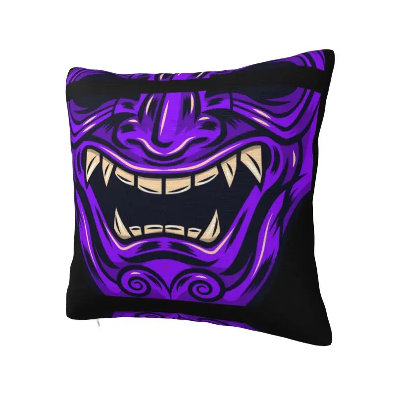Royal Purple Samurai Warrior Oni Pillow Case 40x40cm Decorative Japanese Demon Devil Ninja Nordic Cushion Cover Soft Pillowcase